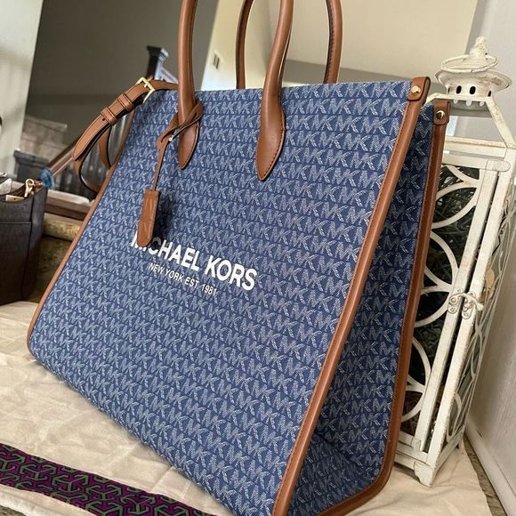 New Michael Kors miltela large tote denim multi - Picture 3 of 9